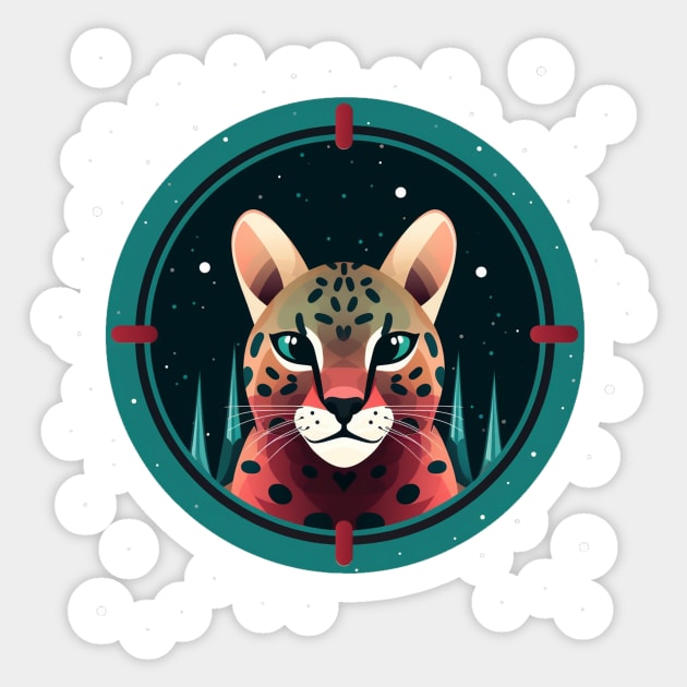 Ocelot in Ornament, Love Cats Sticker by logiamerch